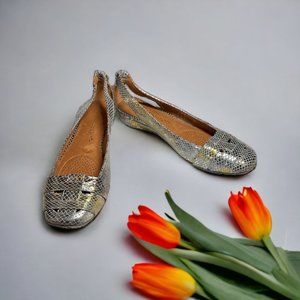 Gentle Souls It’s So Fun Gold Metallic Animal Embossed Leather Shoes 8.5M